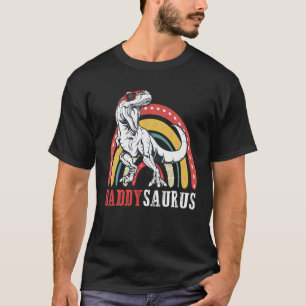 Daddysaurus T Rex Funny Rainbow Daddy Saurus Famil T-Shirt