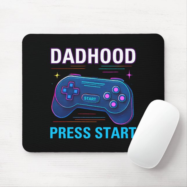 Dadhood Press Start Retro Gamer Design Mouse Pad Mousepad (Mit Mouse)