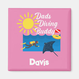 Dads Diving Buddy Design - Magnet Carré