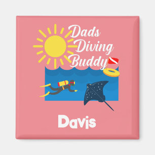 Dads Diving Buddy Design - Magnet Carré