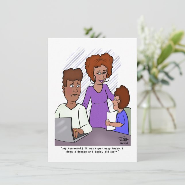 Dad's Doing Son's Homework Flat Card (Stehend Vorderseite)