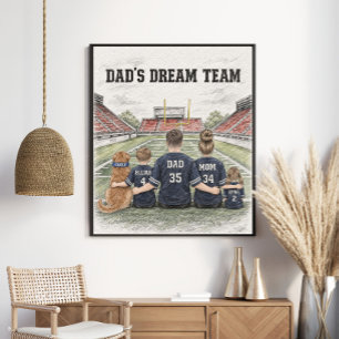 Dad's Dream Team Fußball-Familienporträt Poster