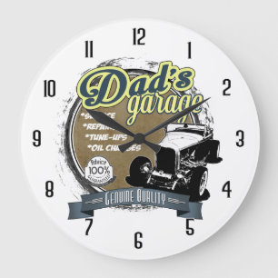 Dad's Garage in Farbe Große Wanduhr