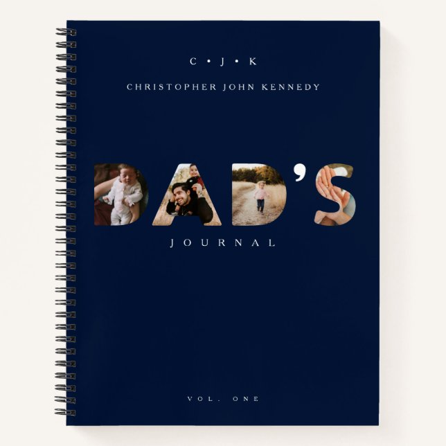 DAD'S Journal Personalized Monogram & Photos Navy (Devant)