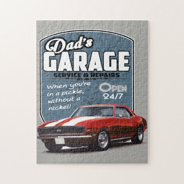 Dads roter Camaro Garage (Vertikal)