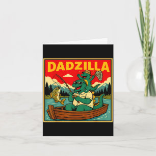 Dadzilla Angeln Dinosaurier Vater und Sohn Retro Karte