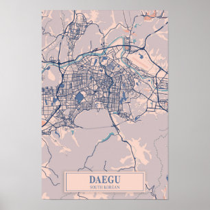 Daegu südkoreanische luftige Stadtplan Reise Poster