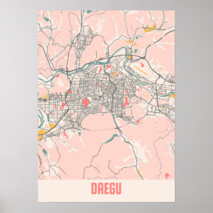 Daegu - Südkoreanischer Chalk City Map Poster
