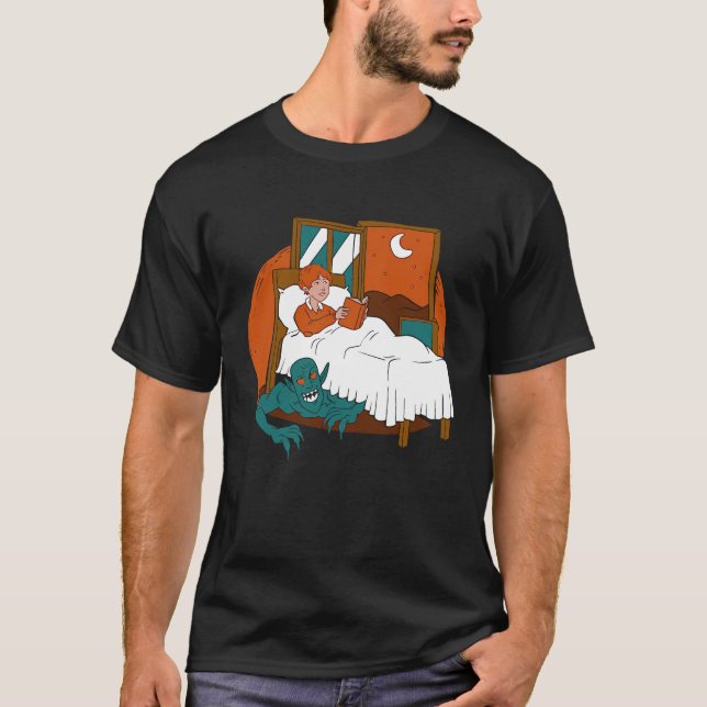 Daemon Hiding under a kids bed  Cool Retro Story T-Shirt (Vorderseite)