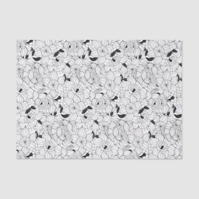 Daffodien Frühlingsblumenmuster Seidenpapier (Vorderseite)