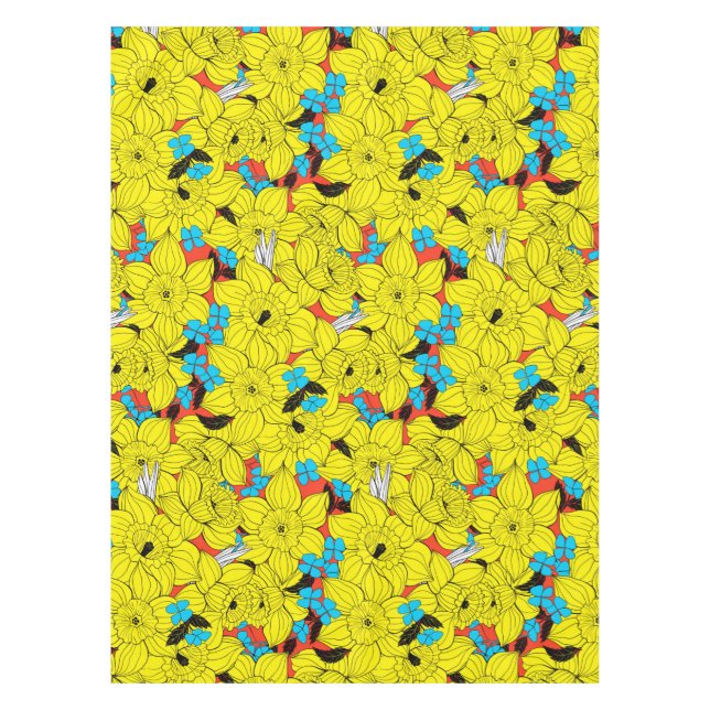 Daffodien Frühlingsblumenmuster Tischdecke (Vorderseite)
