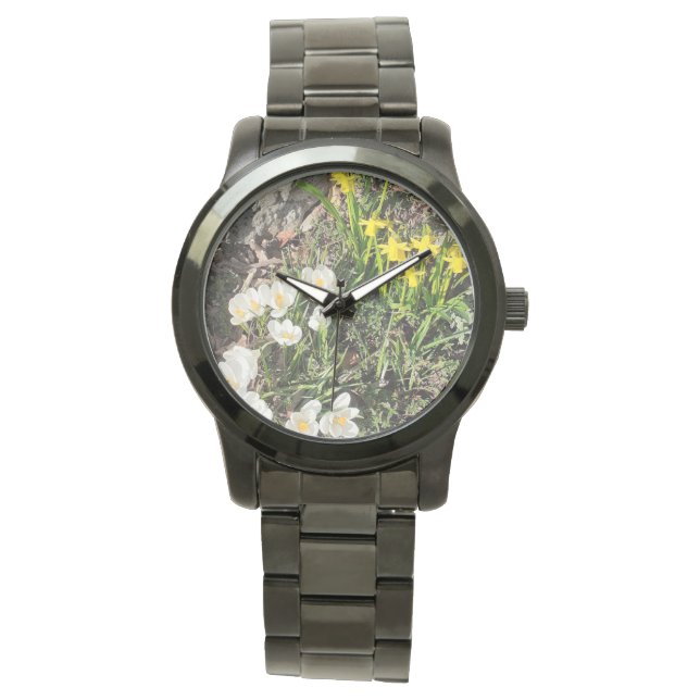 Daffodien und Crocus Watch Armbanduhr (Vorderseite)