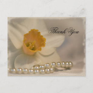 Daffodil and Pearls Wedding Vielen Dank Postkarte