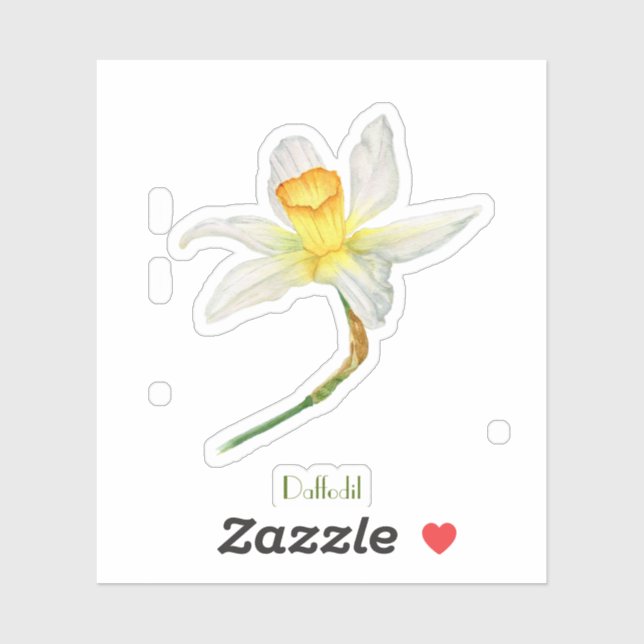 Daffodil Aquarell, kundenspezifisch geschnitten Vi Aufkleber (Blatt)