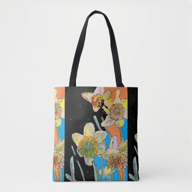 Daffodil Aquarelle florale Dames Sac fourre-tout d (Devant)