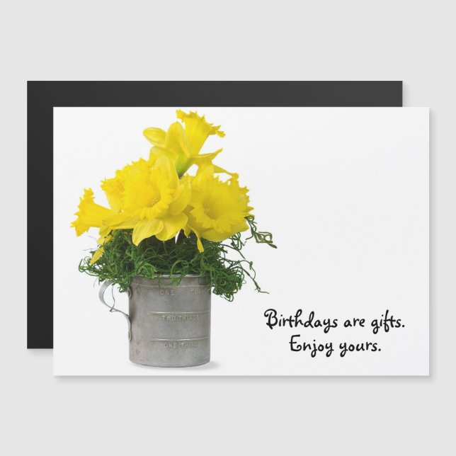 Daffodil Birthday Bouquet Magnetkarte (Vorne/Hinten)