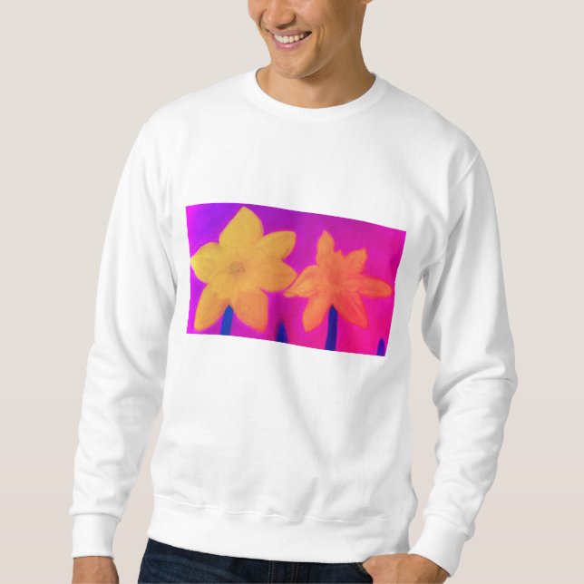 Daffodil Bloom Sweatshirt - Handmade Chalk Pastel (Vorderseite)
