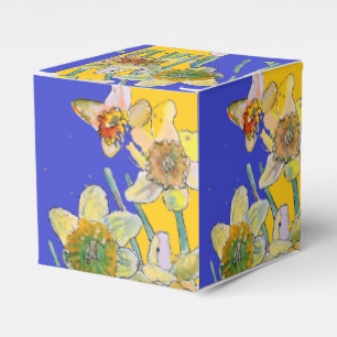 Daffodil Blume Malerei Blütenbraun Geburtstag Navy Geschenkschachtel