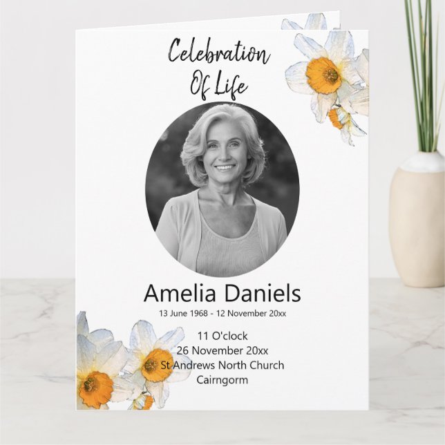Daffodil Celebration of life Program Karte (Vorderseite)
