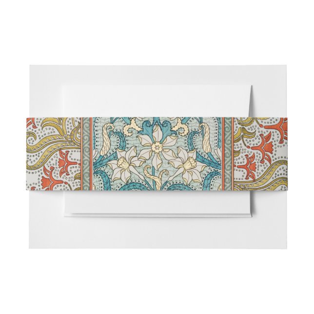 Daffodil chintz art nouveau Blume Wallpaper Einladungsbanderole (Vorderseite Beispiel)