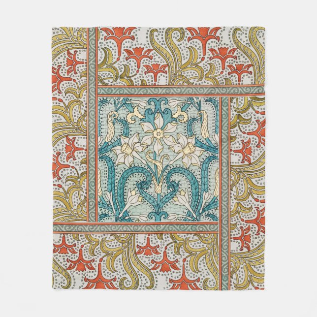 Daffodil chintz art nouveau Blume Wallpaper Fleecedecke (Vorderseite)