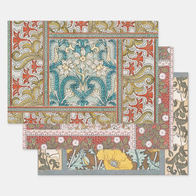 Daffodil chintz art nouveau Blume Wallpaper Geschenkpapier Set (Set)