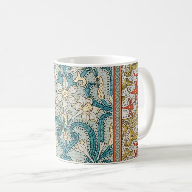 Daffodil chintz art nouveau Blume Wallpaper Kaffeetasse (VorderseiteRechts)