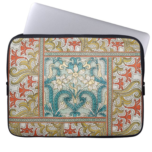 Daffodil chintz art nouveau Blume Wallpaper Laptopschutzhülle (Vorderseite)