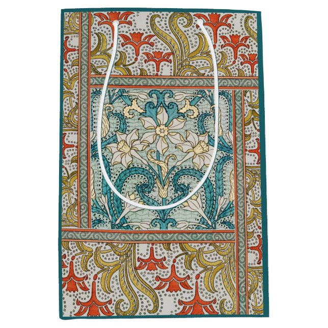 Daffodil chintz art nouveau Blume Wallpaper Mittlere Geschenktüte (Vorderseite)