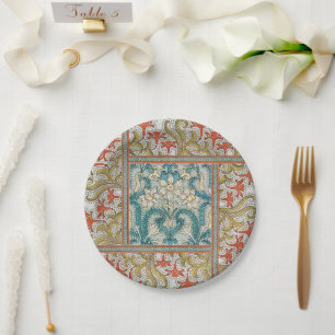 Daffodil chintz art nouveau Blume Wallpaper Pappteller