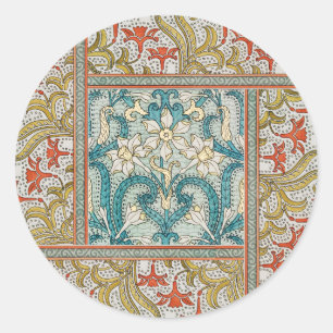 Daffodil chintz art nouveau Blume Wallpaper Runder Aufkleber