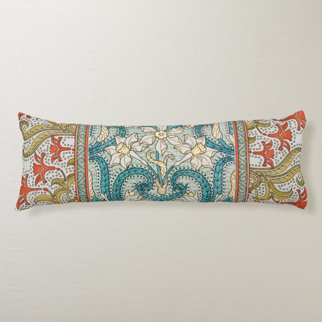 Daffodil chintz art nouveau Blume Wallpaper Seitenschläferkissen (Vorderseite)