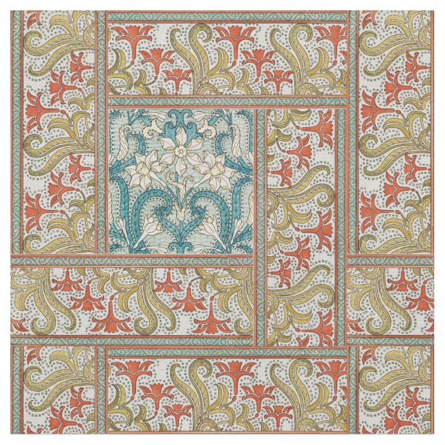 Daffodil chintz art nouveau Blume Wallpaper Stoff (Nahaufnahme)