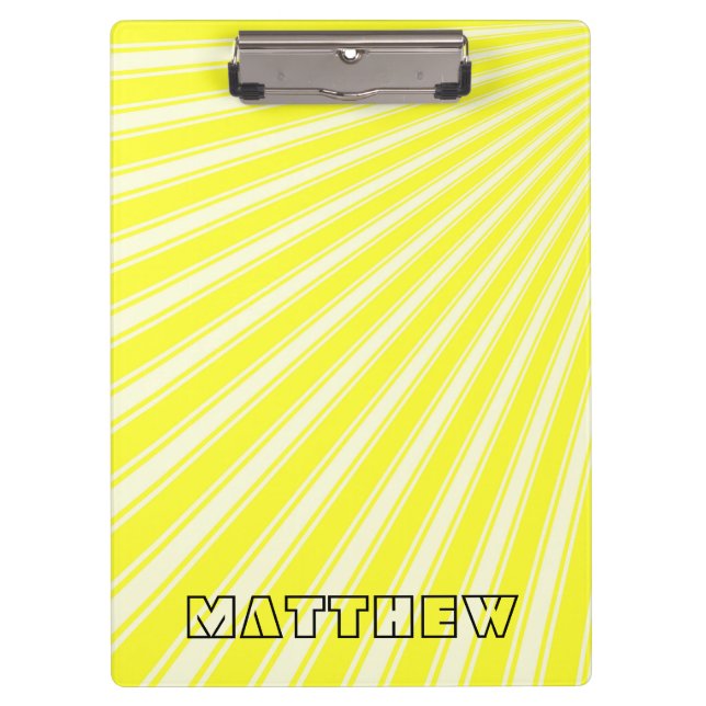 Daffodil Color Stripe Funky Muster Klemmbrett (Vorderseite)
