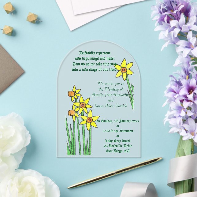 Daffodil Dream Wedding Invitation Acryleinladungen (Insitu (Hochzeit))