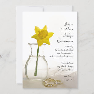 Daffodil et perles Quinceanera Party Invitation