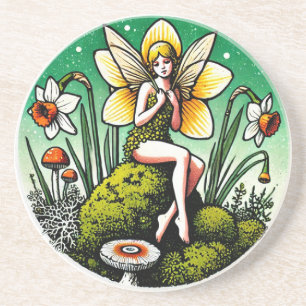 Daffodil Fairy Spring Fairies Blumengarten Getränkeuntersetzer