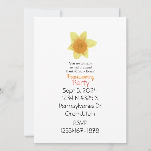 Daffodil Floral House Party Invitation (Devant)