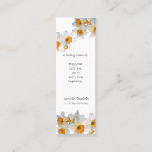  Daffodil Funeral Mini Bookmark Keepsake Card