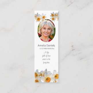 Daffodil Funeral Mini Bookmark Prayer Card Visitenkarte