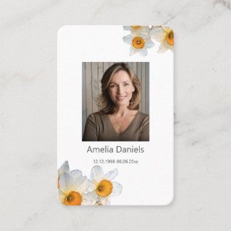 Daffodil Funeral Prayer Card  Visitenkarte