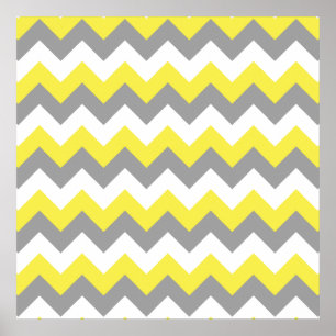 Daffodil Gray and White Zigzag 2 Poster