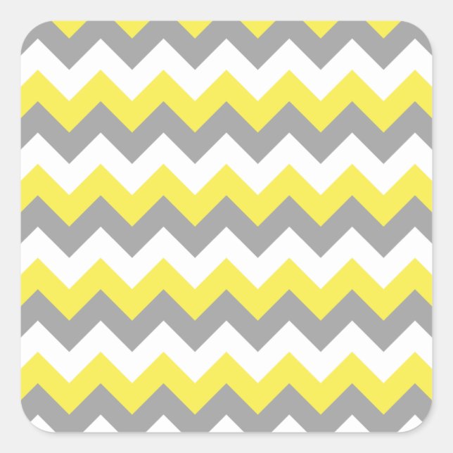Daffodil Gray and White Zigzag 2 Quadratischer Aufkleber (Vorderseite)