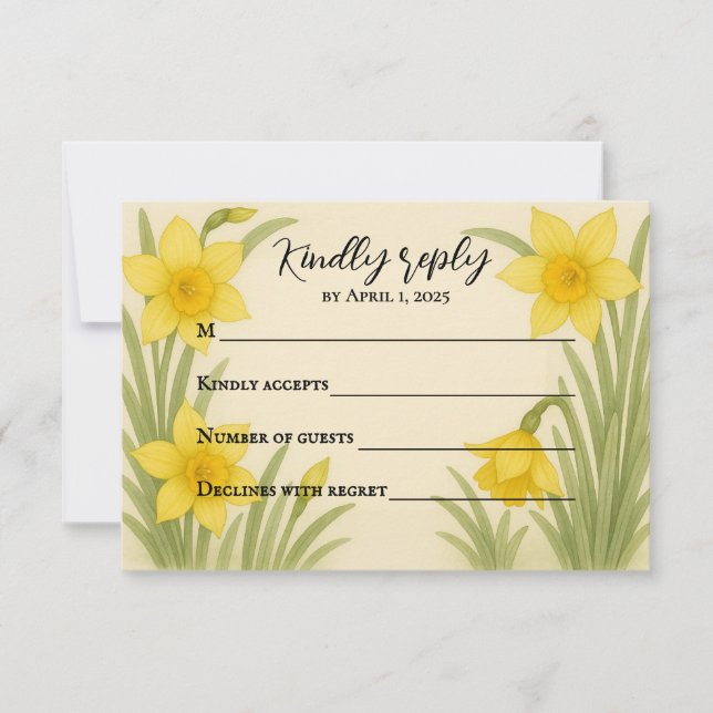Daffodil Kiss RSVP Card Karte (Vorderseite)