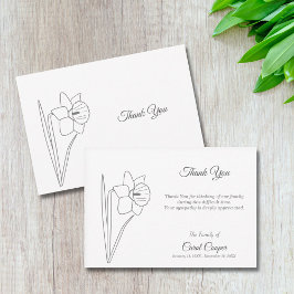 Daffodil Line Art Beerdigung Danke Note Card