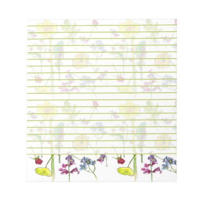 Daffodil Pansy Wildblume Botanische Zeichnungen Li Notizblock (Vorderseite)