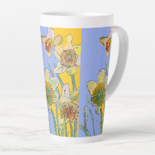 Daffodil Peinture Main Peint floral Latte Mug