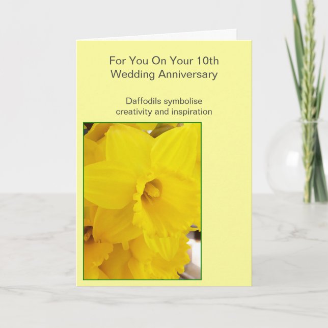 Daffodil Personalisiert 10. Hochzeitstag Karte (Vorderseite)