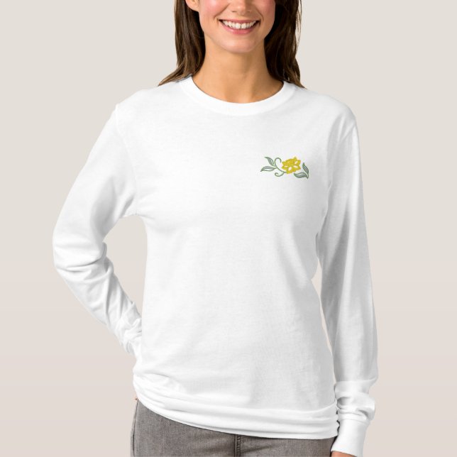 Daffodil Spray Besticktes Langarmshirt (Vorderseite)