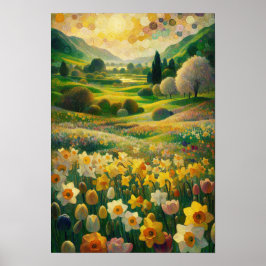 Daffodil Spring Meadow Impressionist Freude an Kun Poster